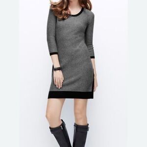 Ann Taylor Gray and Black Long Sleeve Dress